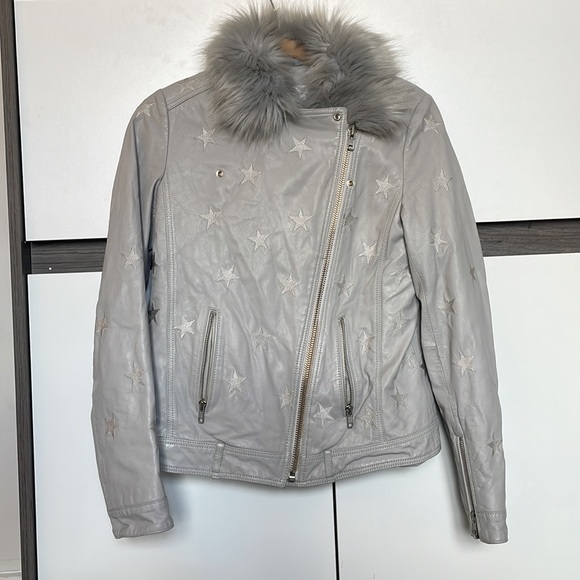 Sam Sipos leather and faux fur star embellished jacket - Picture 2 of 3